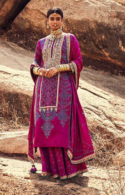 Hiti Bandhani Sharara Set – Purple