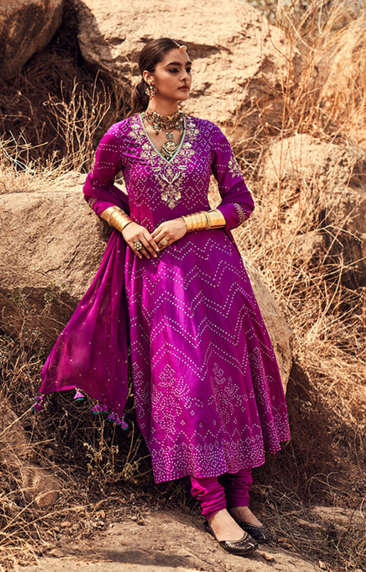 Gungun Bandhani Anarkali Set – Purple