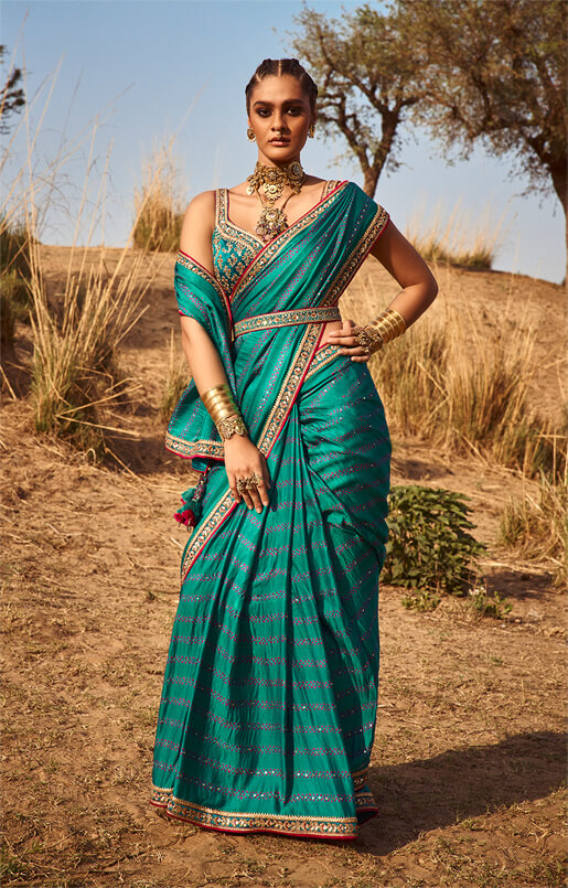 Diti Bandhani Saree– Green