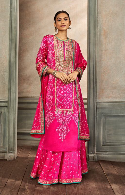 Hiti Bandhani Sharara Set – Pink