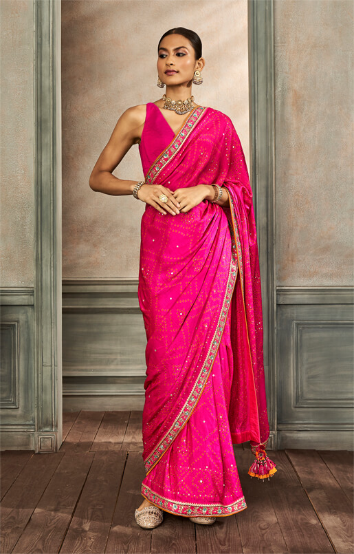 Zayna Bandhani Saree – Pink